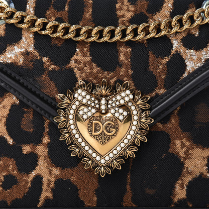 Dolce & Gabbana Jacquard Leopard Print Medium Devotion Crossbody Bag Black 8 of 12