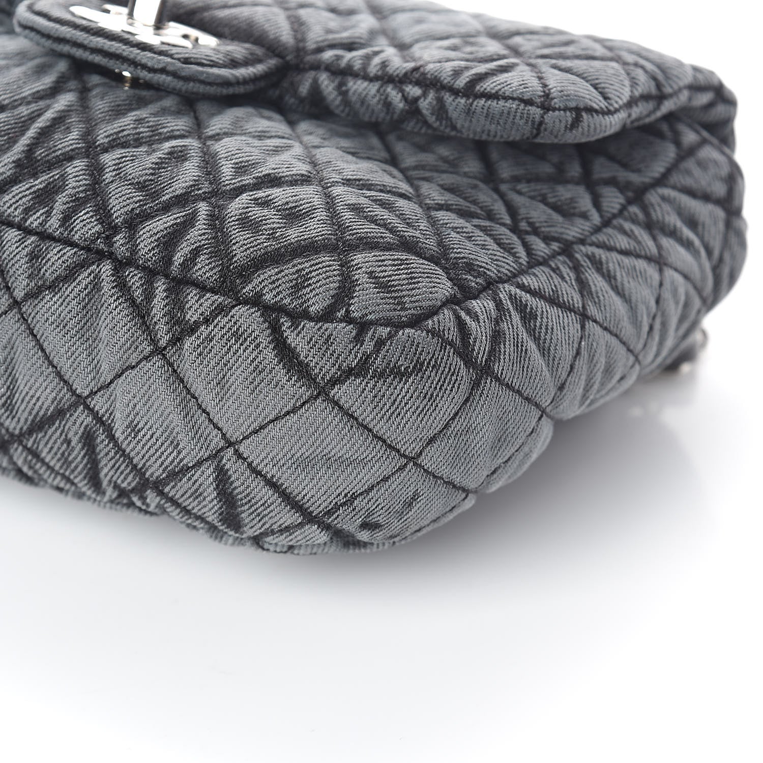 Chanel Washed Denim Quilted Small Denimpression Flap Grey Black 9 of 10