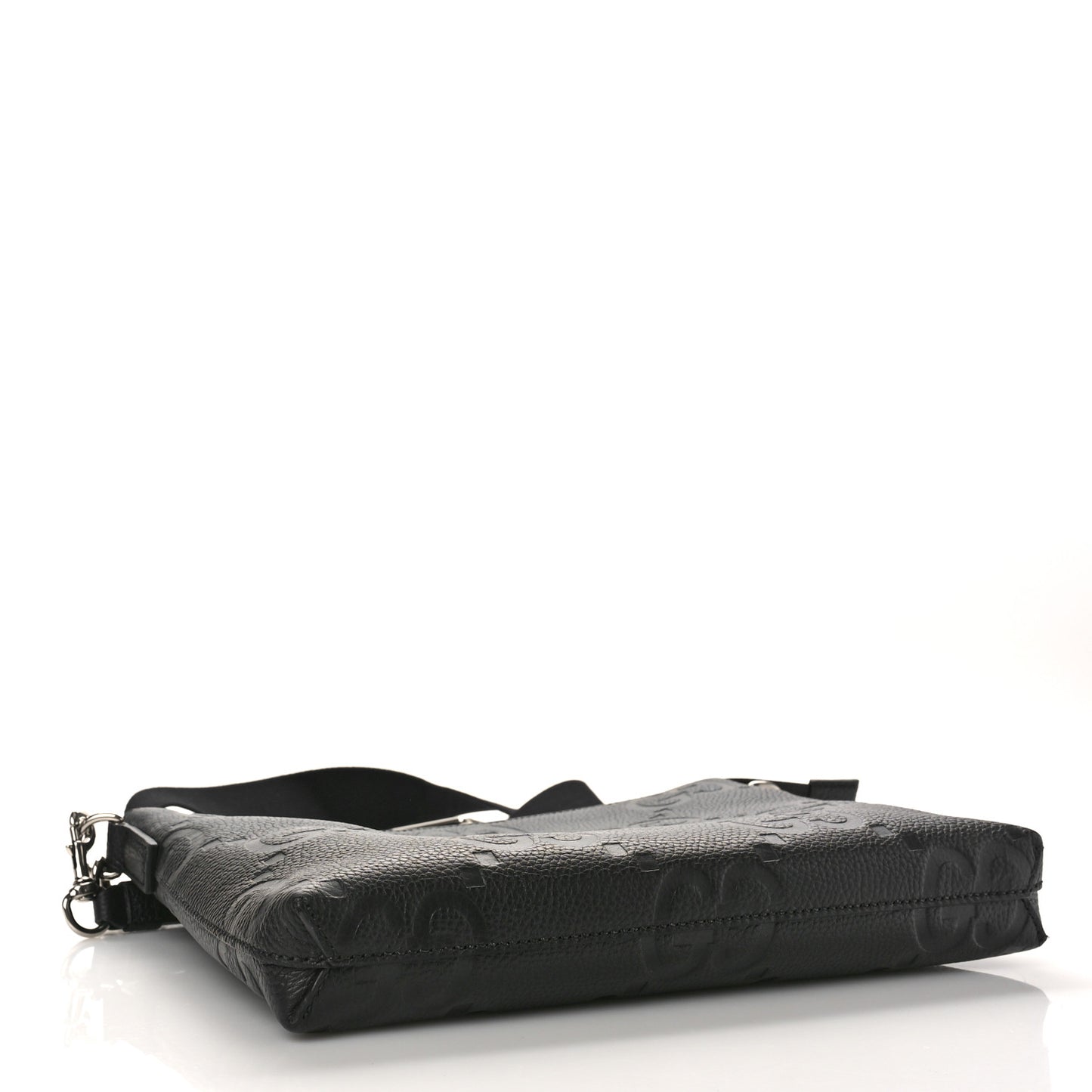 Piuma Calfskin Jumbo GG Embossed Medium Wristlet Messenger Bag Black