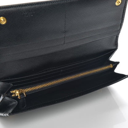 Prada Saffiano Metal Continental Flap Wallet Nero Black 5 of 9