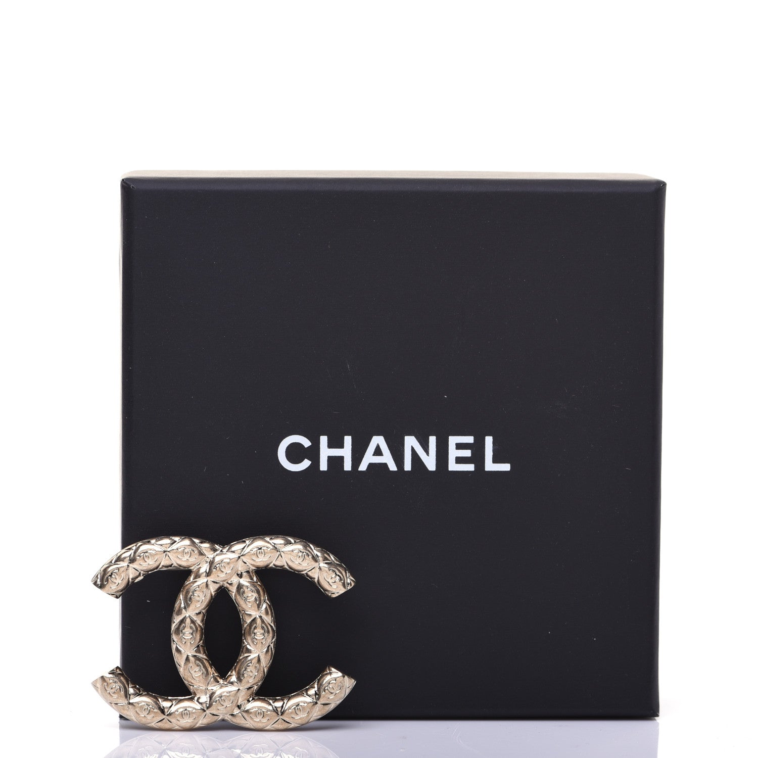 Chanel Metal CC Diamond Quilted Brooch Light Gold 7 of 7