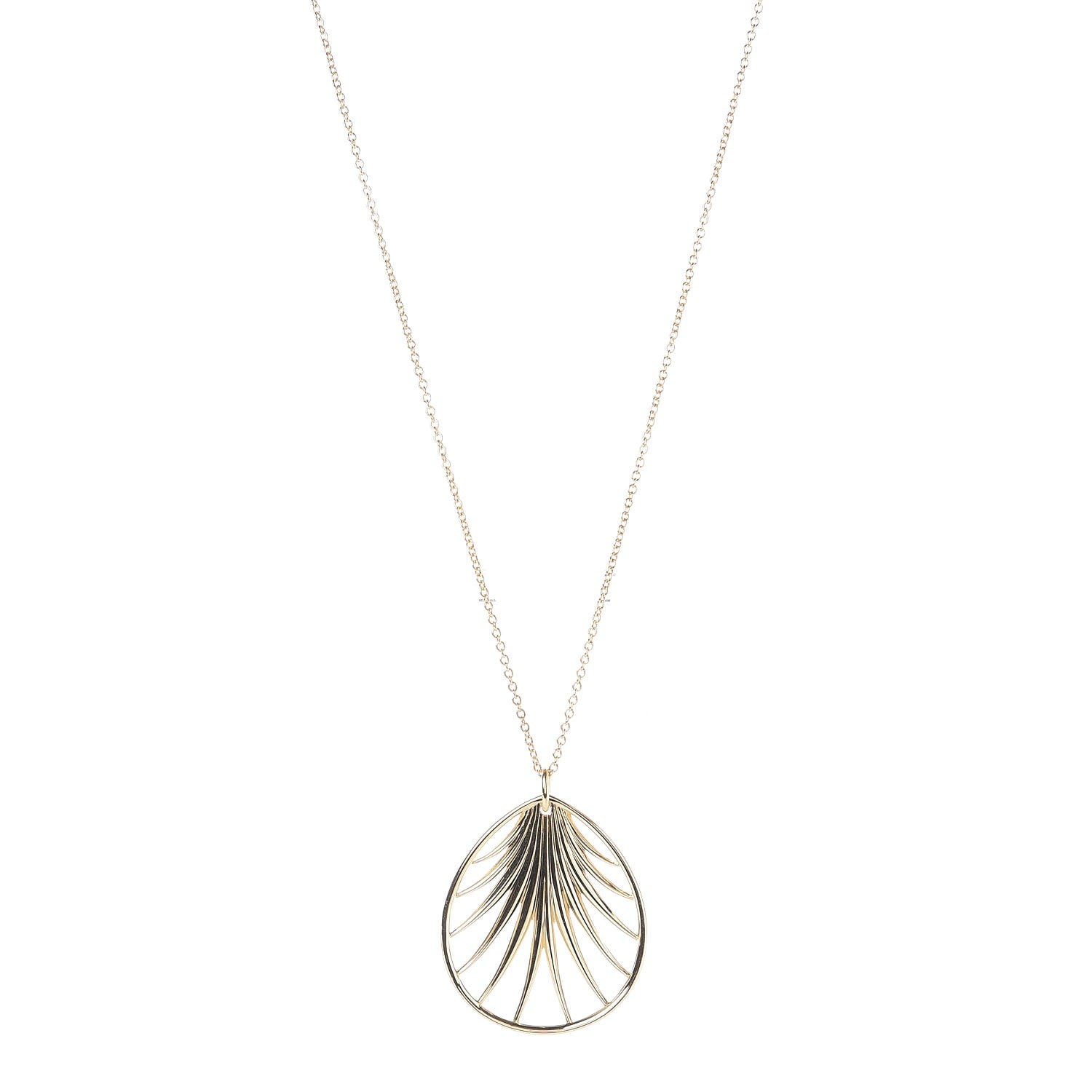 Tiffany 18K Yellow Gold Large Paloma Picasso Villa Paloma Palm Pendant Necklace 30 4 of 7