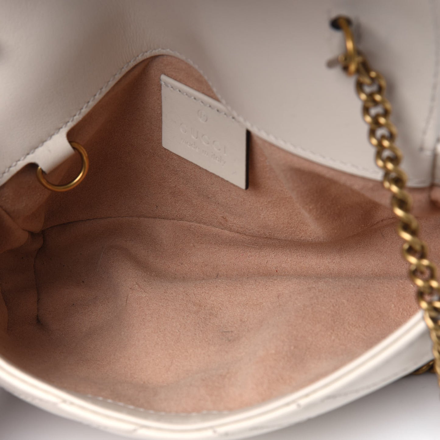 Calfskin Matelasse Super Mini GG Marmont Shoulder Bag White