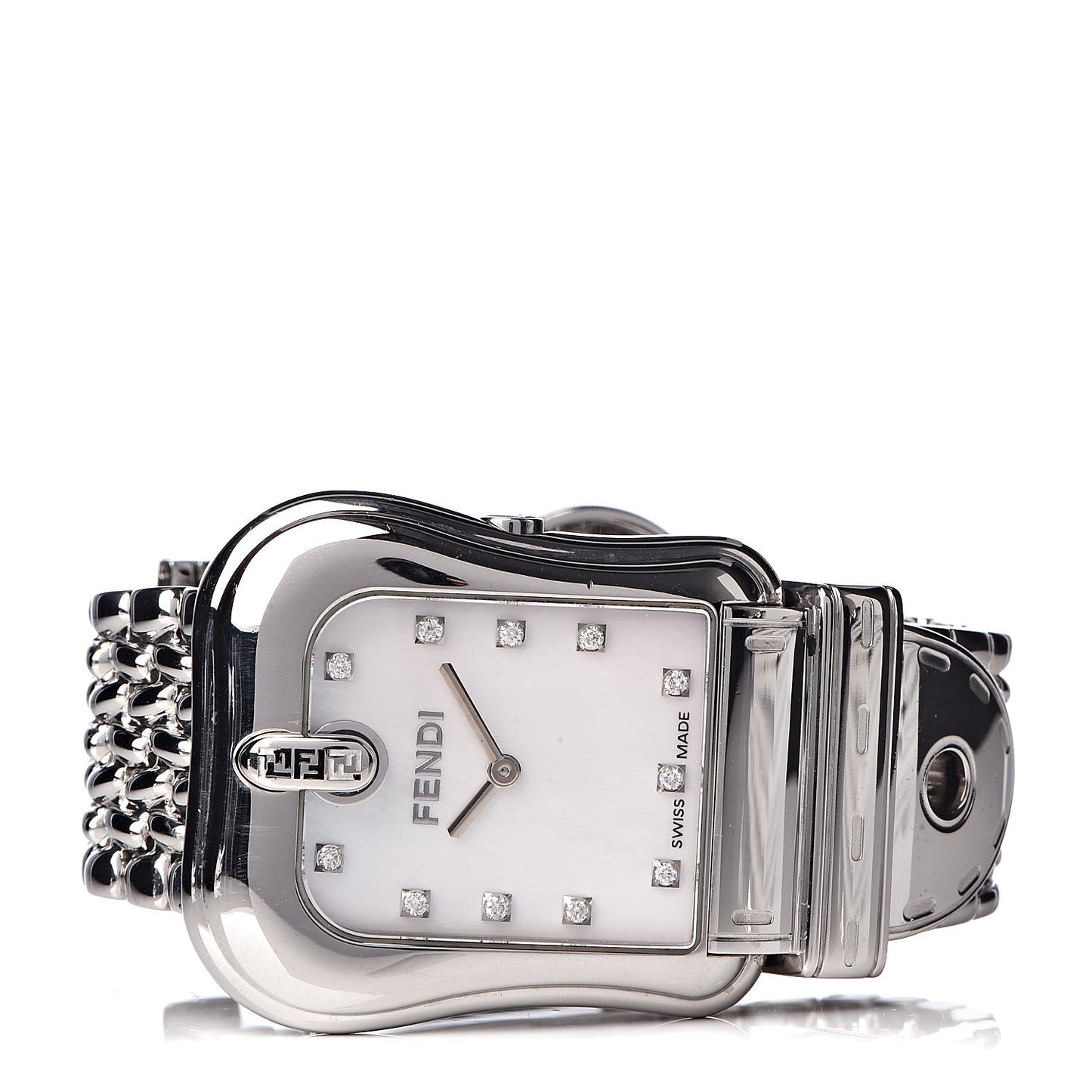 Stainless Steel Diamond Pink Mother of Pearl 33mm Buckle Quartz Watch