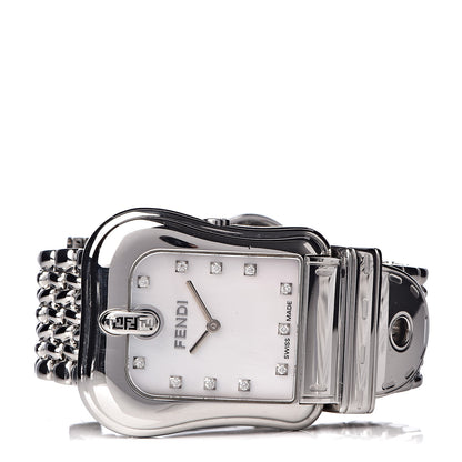 Fendi Stainless Steel Diamond Pink Mother of Pearl 33mm Buckle Quartz Watch 3 of 7