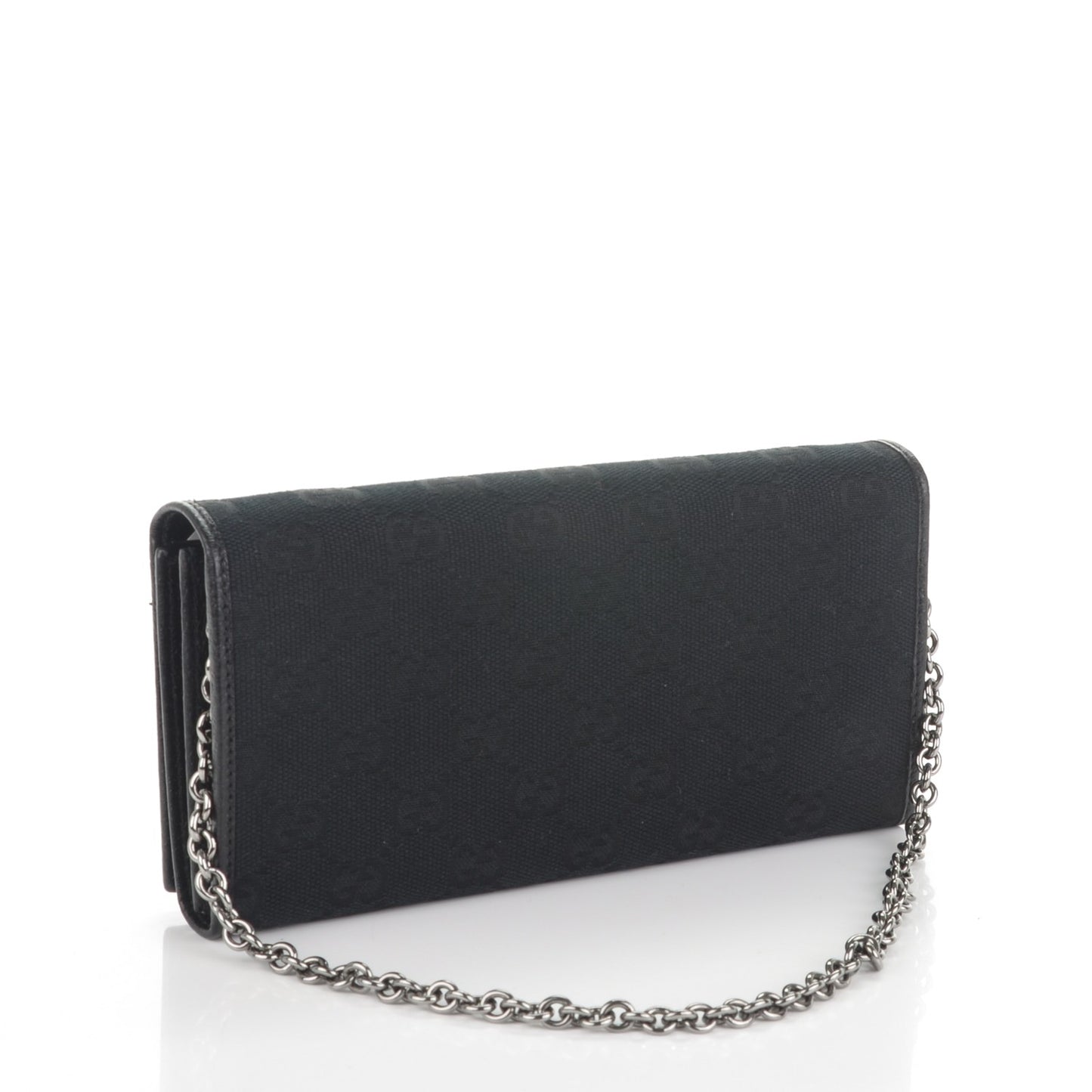 Monogram Metal Bar Chain Wallet Black