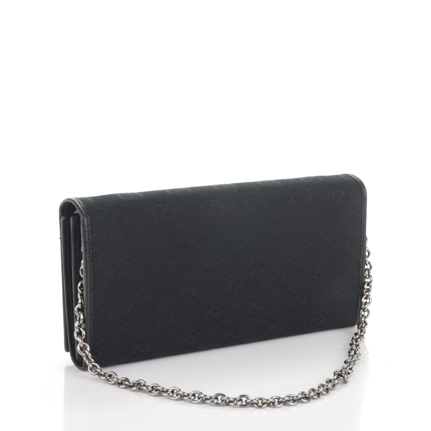 Gucci Monogram Metal Bar Chain Wallet Black 3 of 7