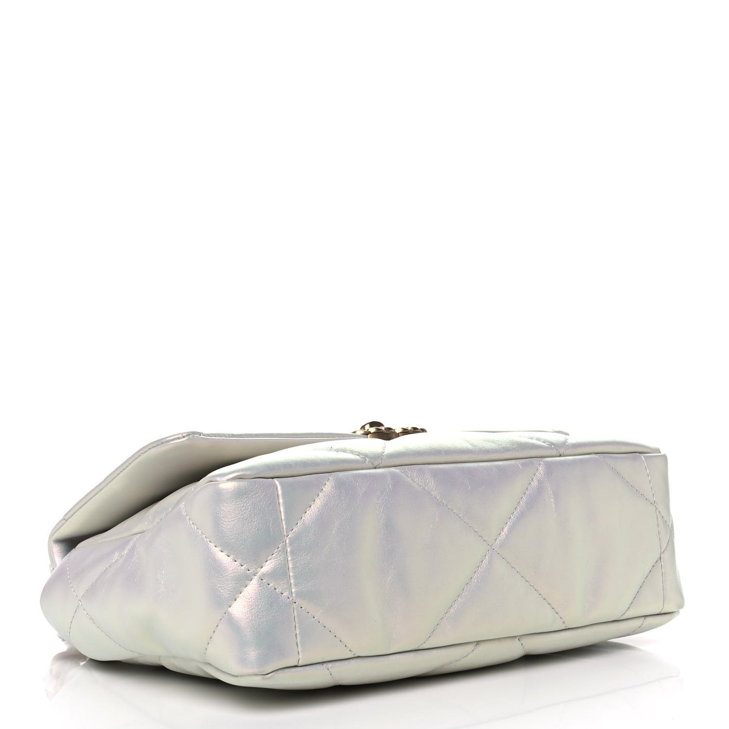 Iridescent Calfskin Quilted Medium Chanel 19 Flap White