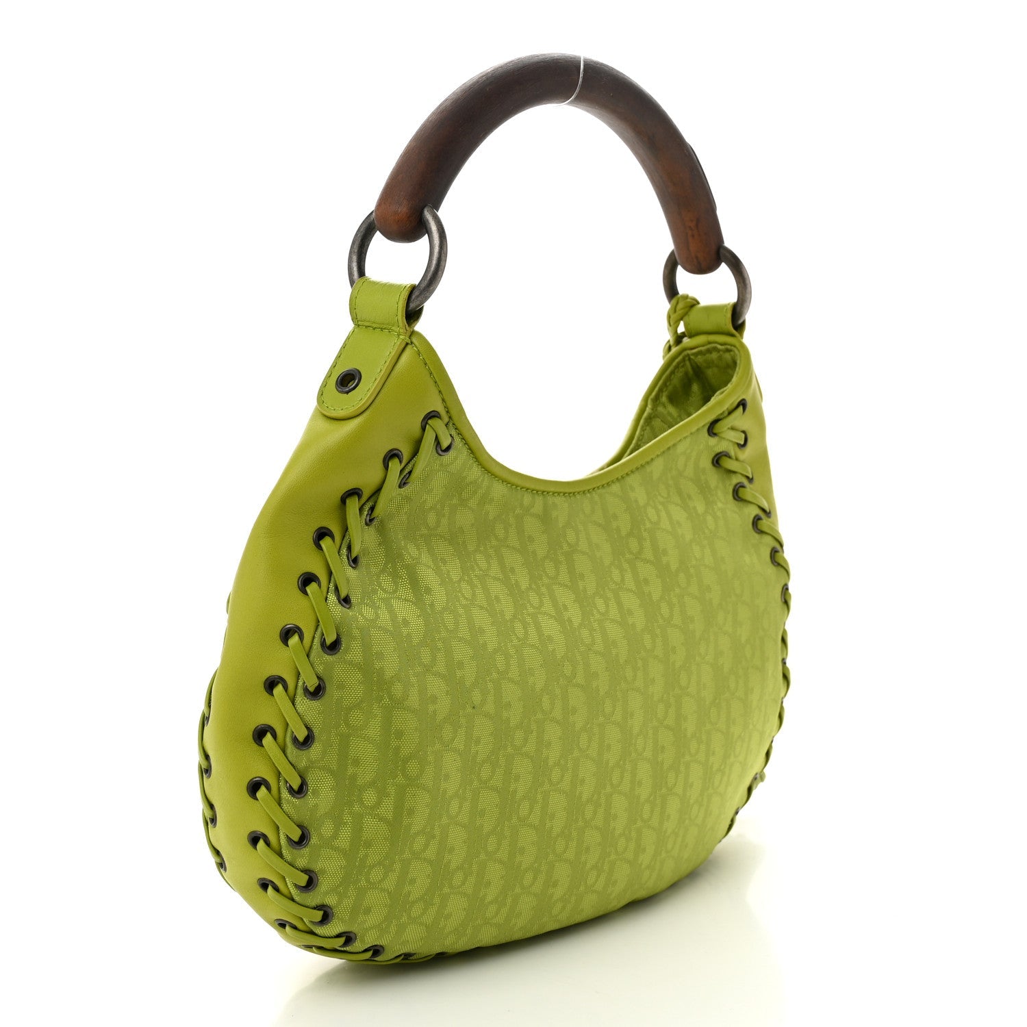Christian Dior Monogram Wood Ethnic Hobo Green 2 of 8
