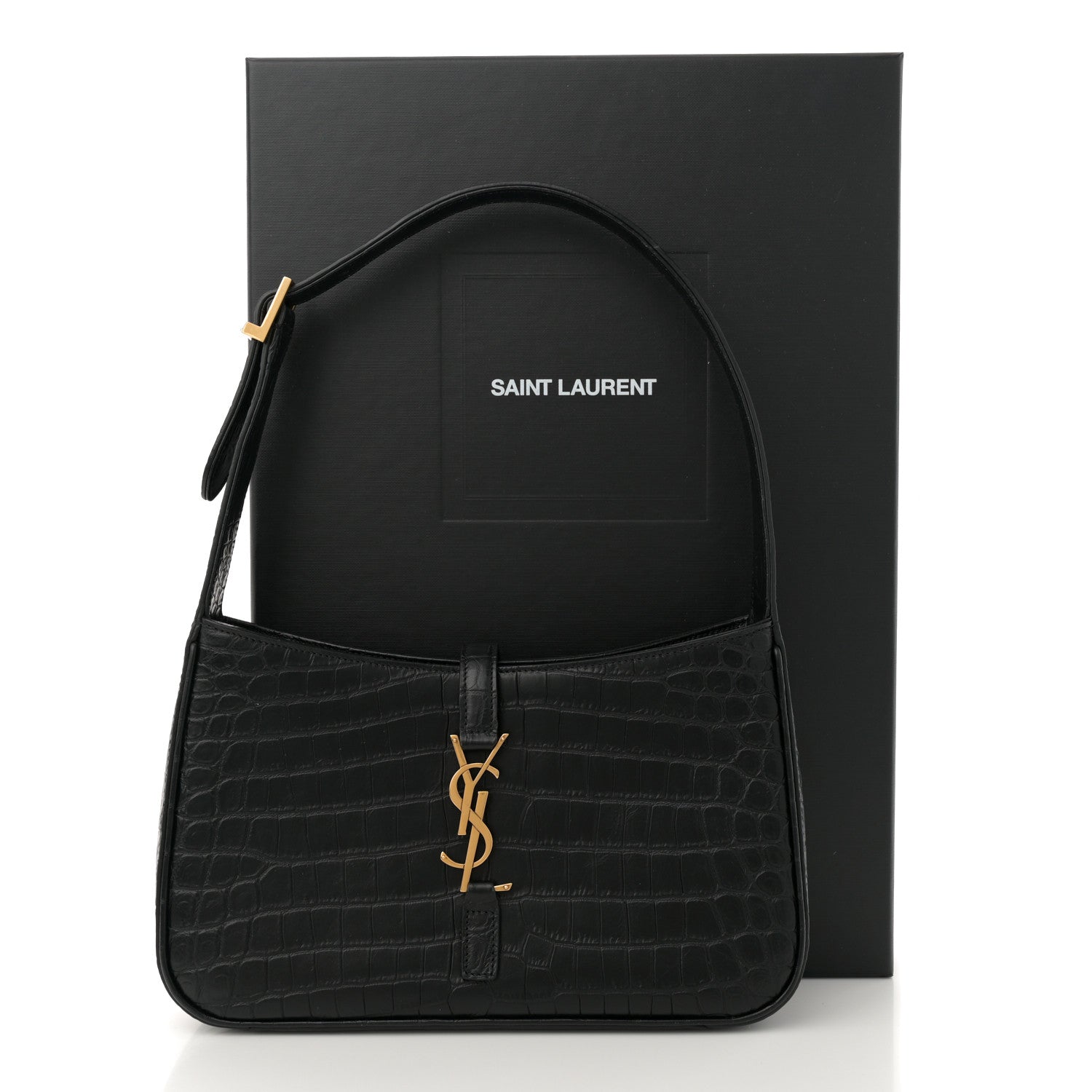 Saint Laurent Calfskin Crocodile Embossed LE 5 A 7 Hobo Black 11 of 11