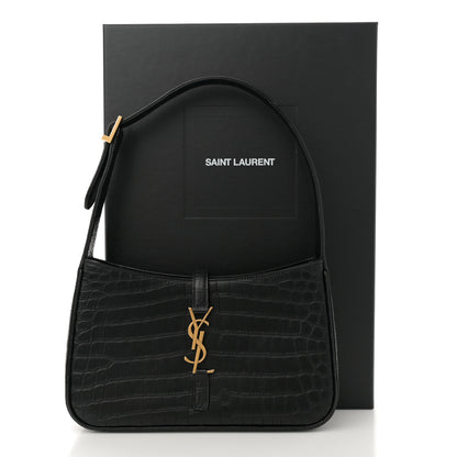 Saint Laurent Calfskin Crocodile Embossed LE 5 A 7 Hobo Black 11 of 11