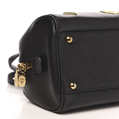 MCM Grained Calfskin Studded Small Heritage Boston Bag Black 7 of 9