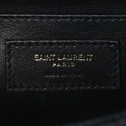 Saint Laurent Grain De Poudre Textured Mixed Matelasse Triquilt Medium Monogram Satchel Black 6 of 13