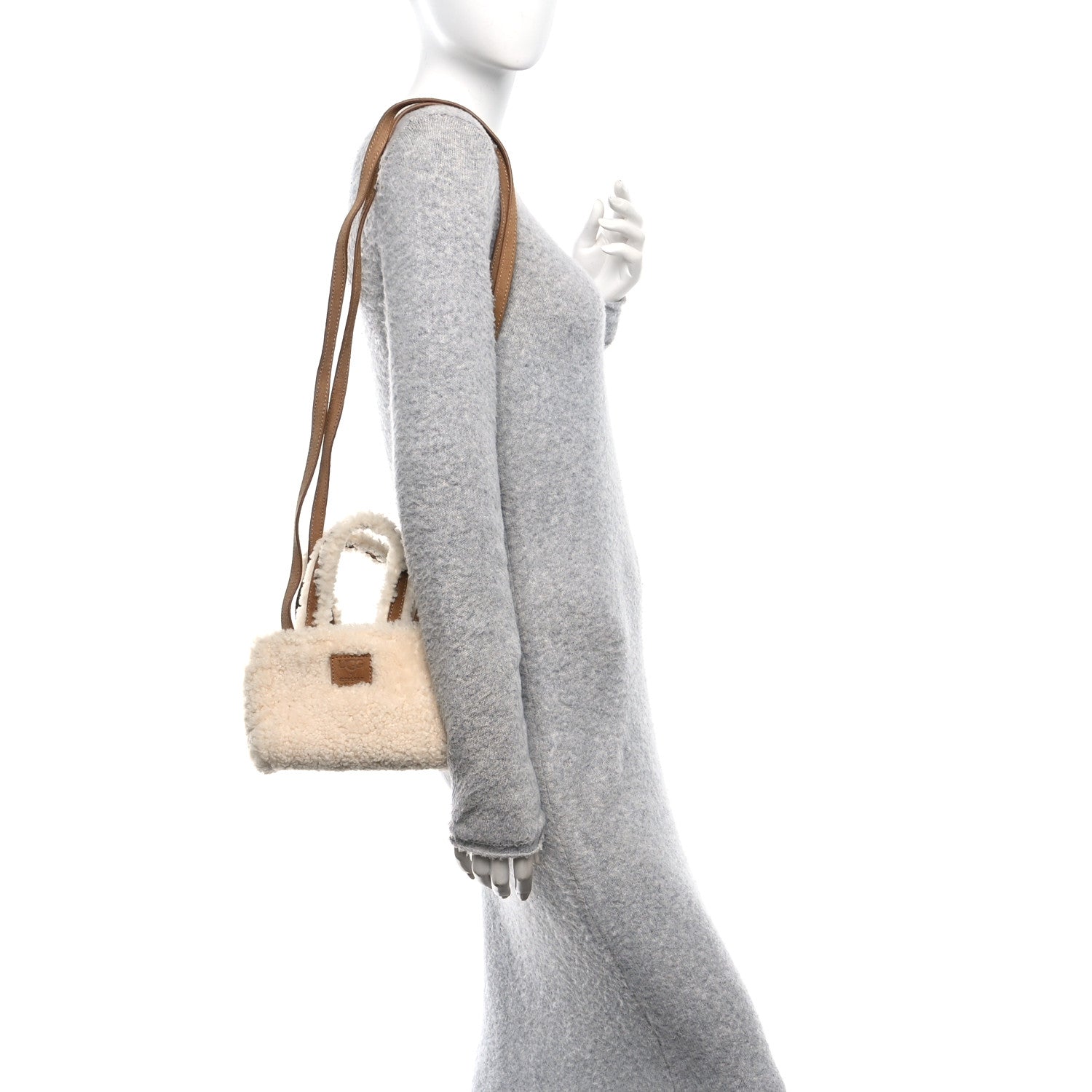 Telfar X UGG Suede Shearling Reverse Small Shopping Bag Natural 2 of 10