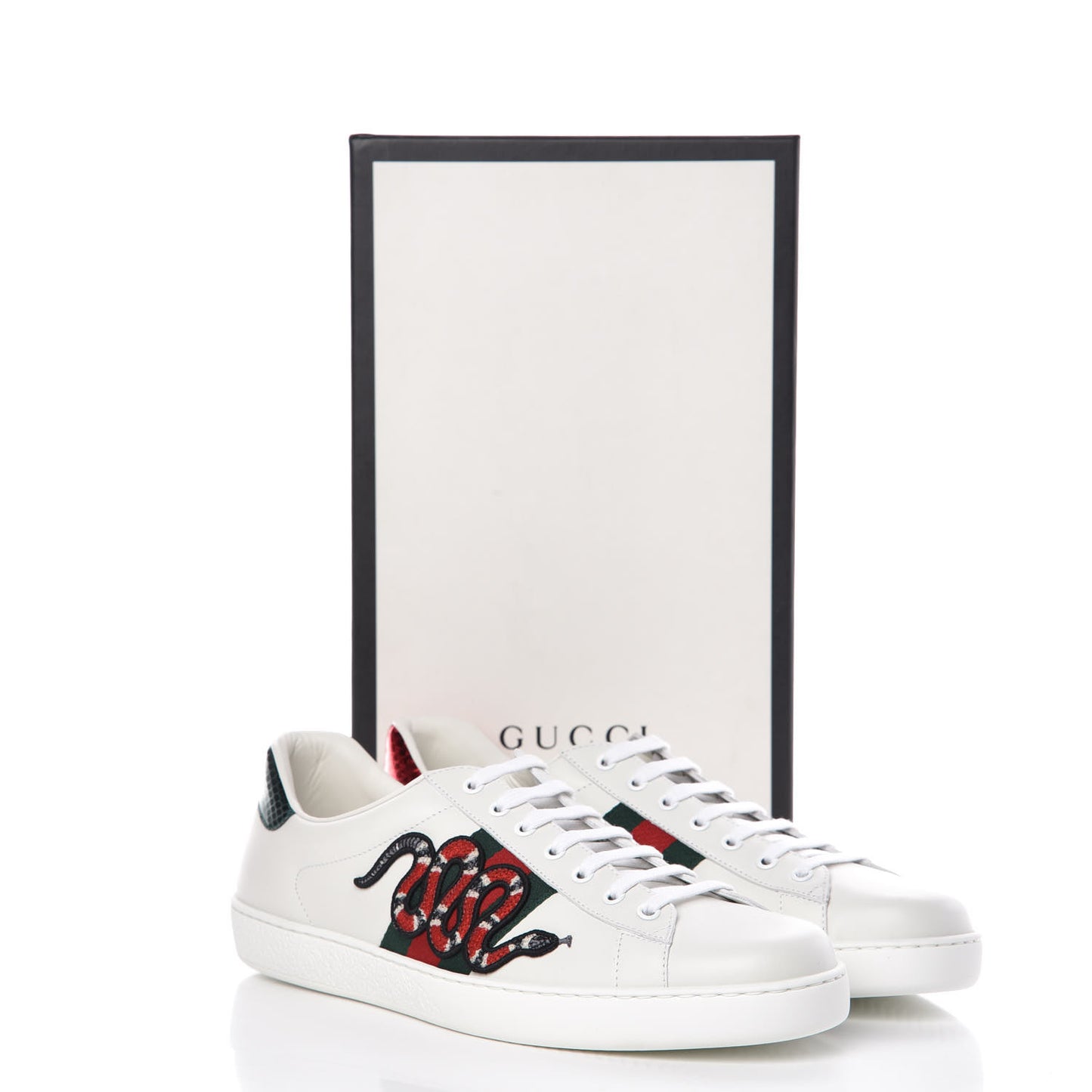 Calfskin Ayers Kingsnake Embroidered Mens Ace Sneakers 11 Green Red