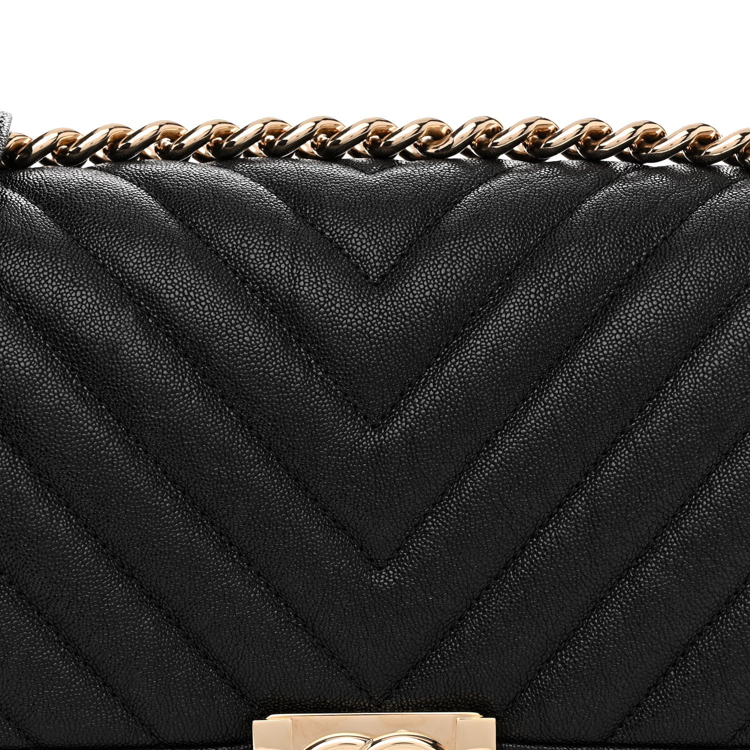 Chanel Caviar Chevron Quilted Medium Boy Flap Black 7 of 11