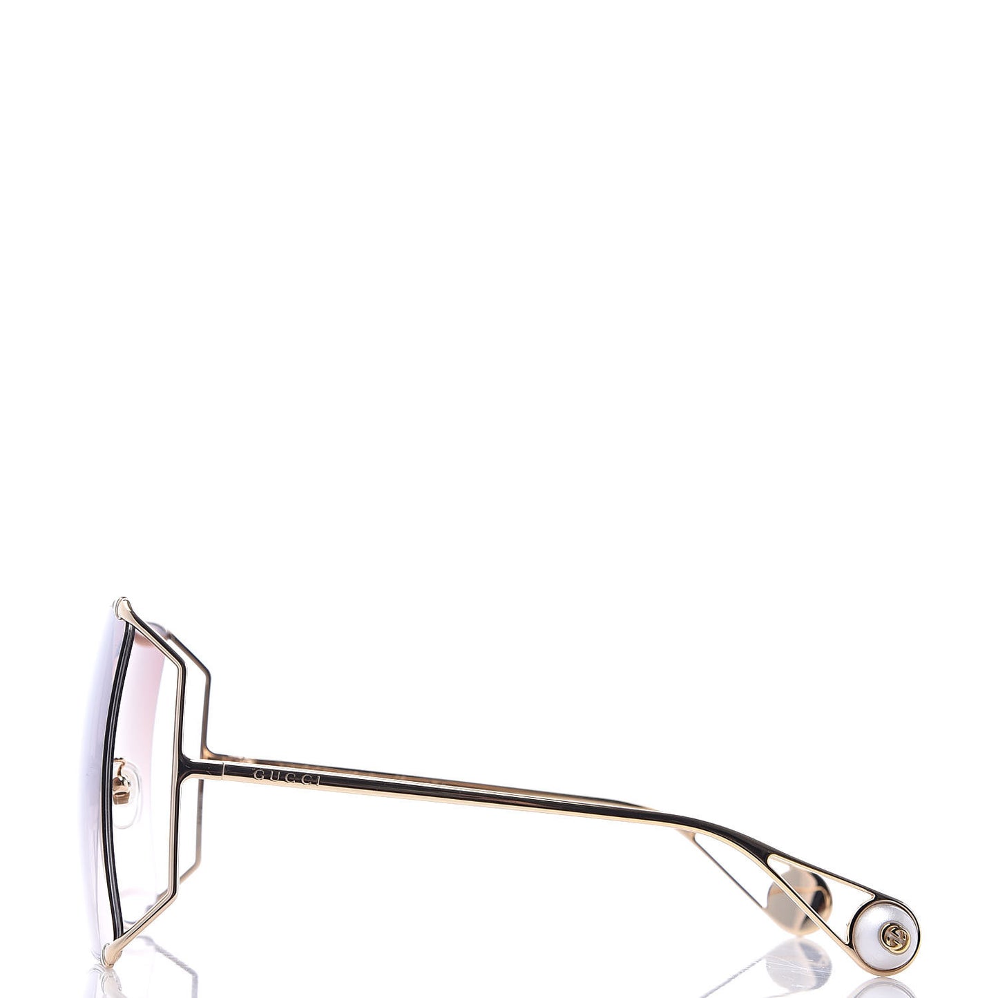 Oversized Round Sunglasses GG0252S Gold Brown