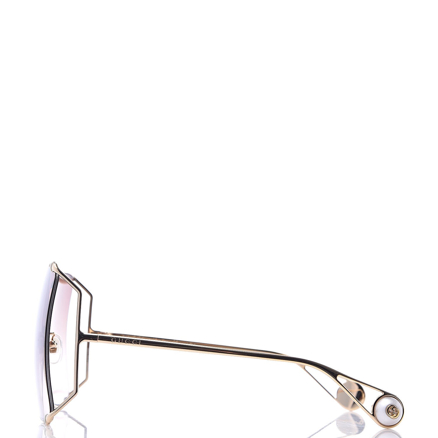 Gucci Oversized Round Sunglasses GG0252S Gold Brown 2 of 7