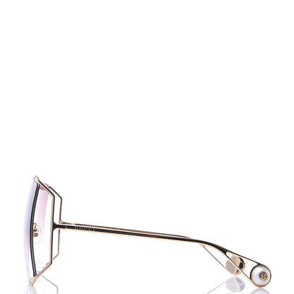 Gucci Oversized Round Sunglasses GG0252S Gold Brown 2 of 7