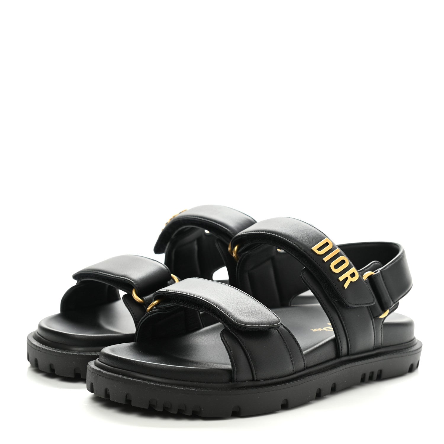 Christian Dior Lambskin Dioract 10mm Sandals 36.5 Black 3 of 9