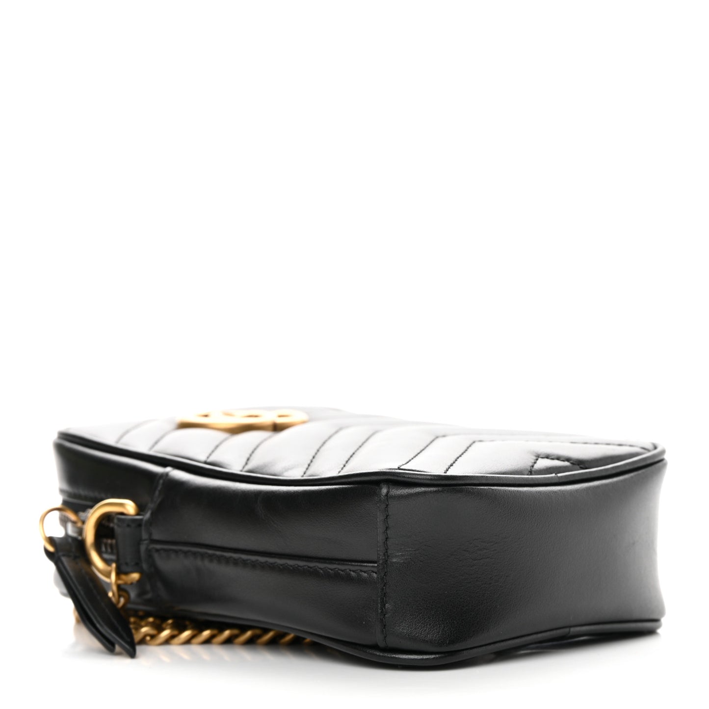 Calfskin Matelasse Mini GG Marmont Crossbody Bag Black
