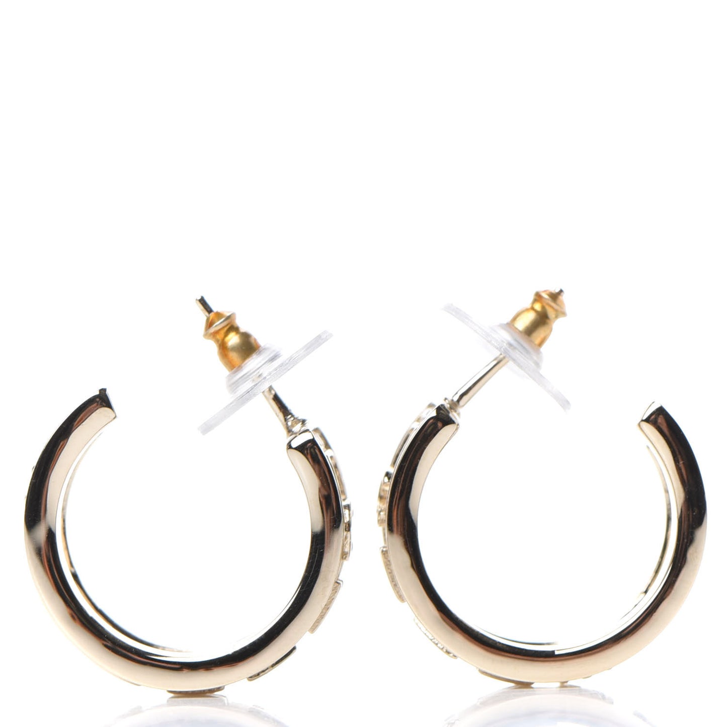 Metal Crystal Bow-tiful CC Hoop Earrings Gold