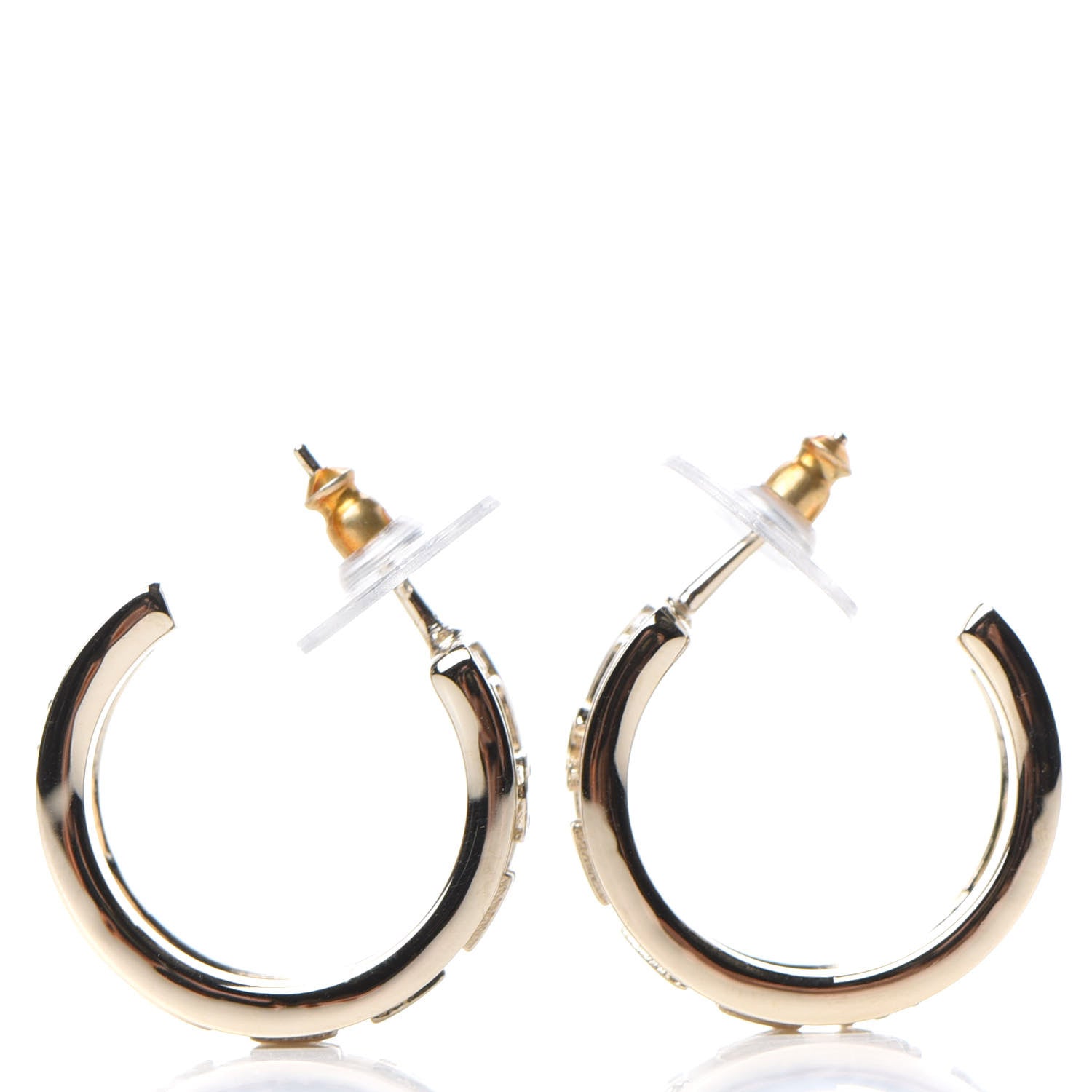 Chanel Metal Crystal Bow-tiful CC Hoop Earrings Gold 3 of 5