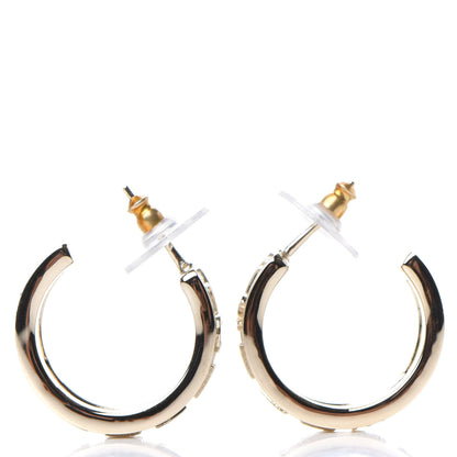 Chanel Metal Crystal Bow-tiful CC Hoop Earrings Gold 3 of 5