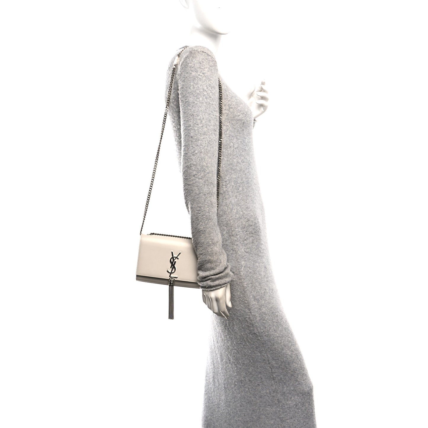Grain De Poudre Small Classic Monogram Kate Tassel Satchel Icy White