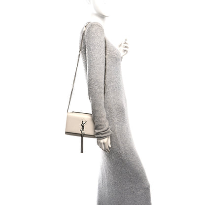 Saint Laurent Grain De Poudre Small Classic Monogram Kate Tassel Satchel Icy White 2 of 10