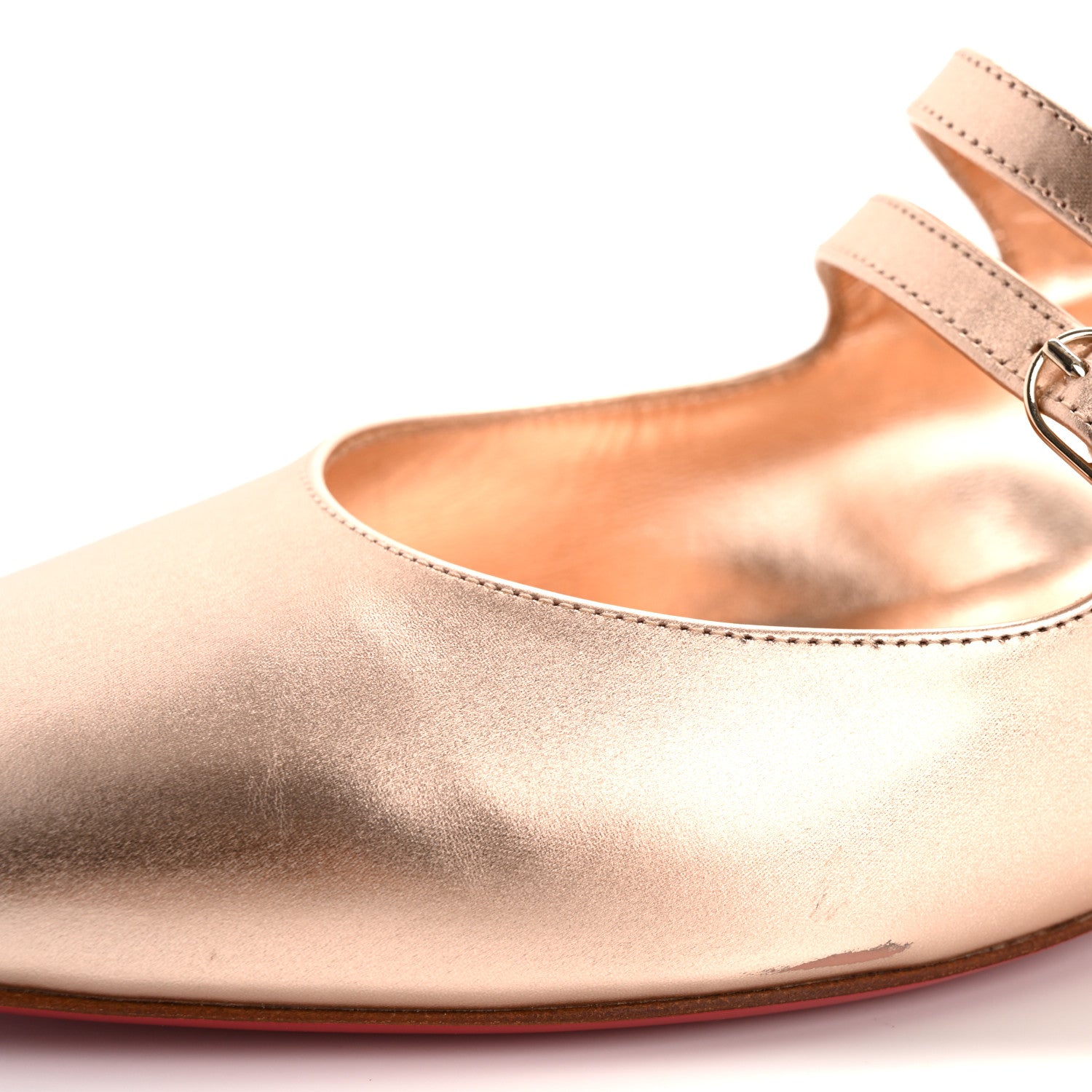 Christian Louboutin Calf Laminato Satin Sweet Jane Flats 39 Leche 10 of 12