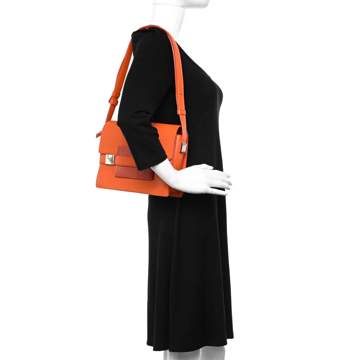 Calfskin Galuchat Madame Shoulder Bag Orange