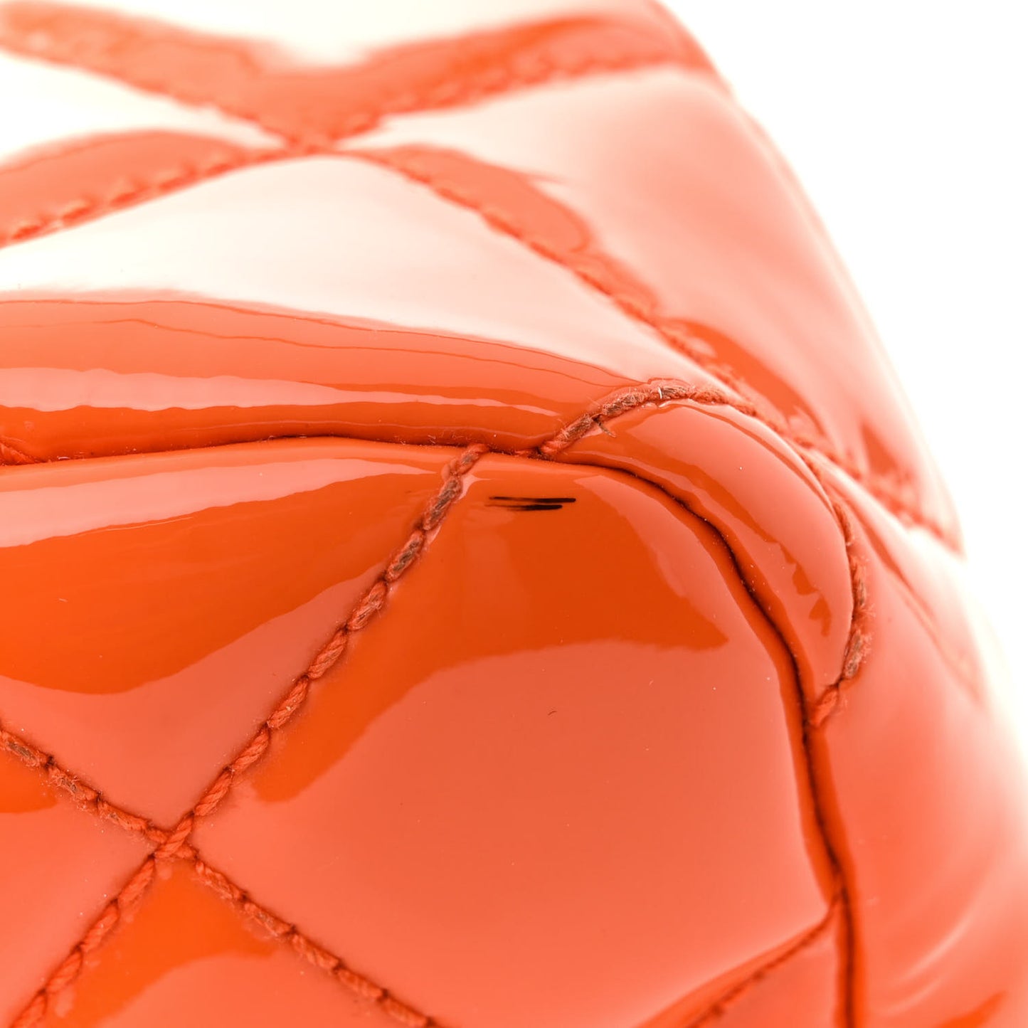 Patent Quilted Small Coco Shine Flap Orange