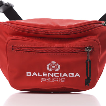 Balenciaga Nylon Crest Logo Embroidered Explorer Beltpack Bright Red 8 of 10