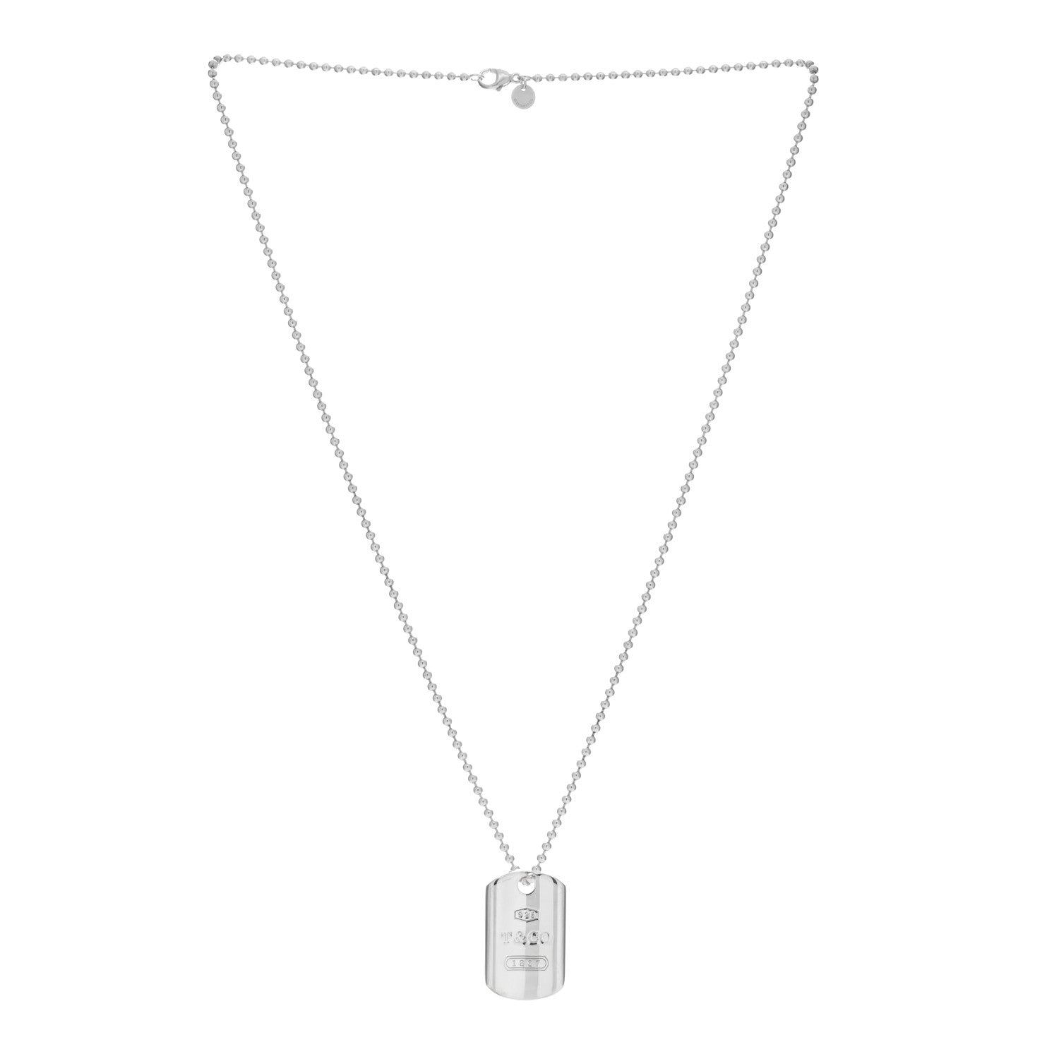 Tiffany Sterling Silver 1837 Dog Tag Pendant Necklace 3 of 5