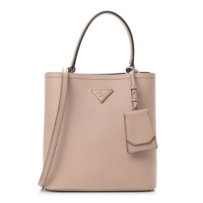 Prada Saffiano Cuir Medium Panier Bucket Bag Cipria Black 1 of 17