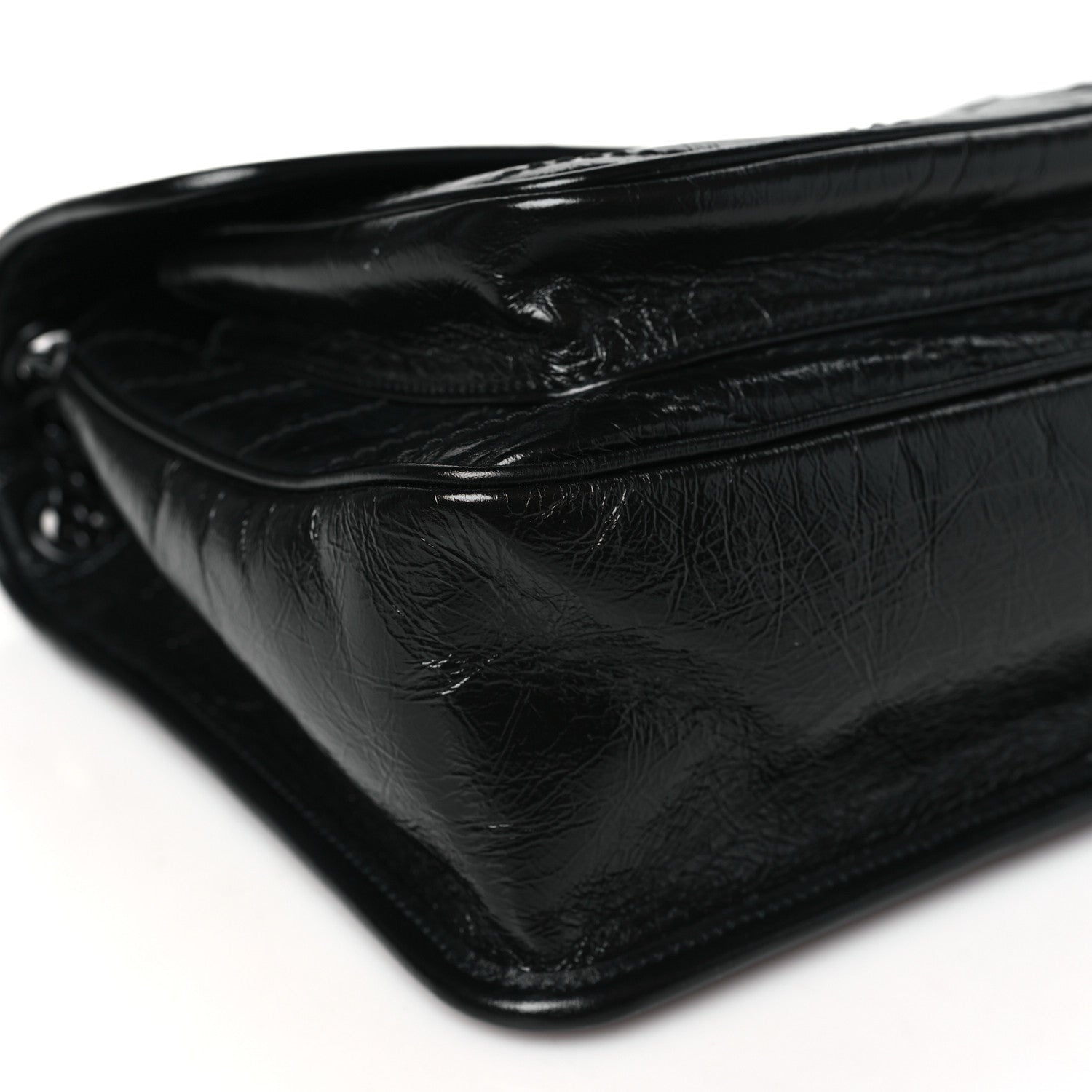 Saint Laurent Crinkled Calfskin Matelasse Monogram Medium Niki Chain Satchel Black 9 of 10