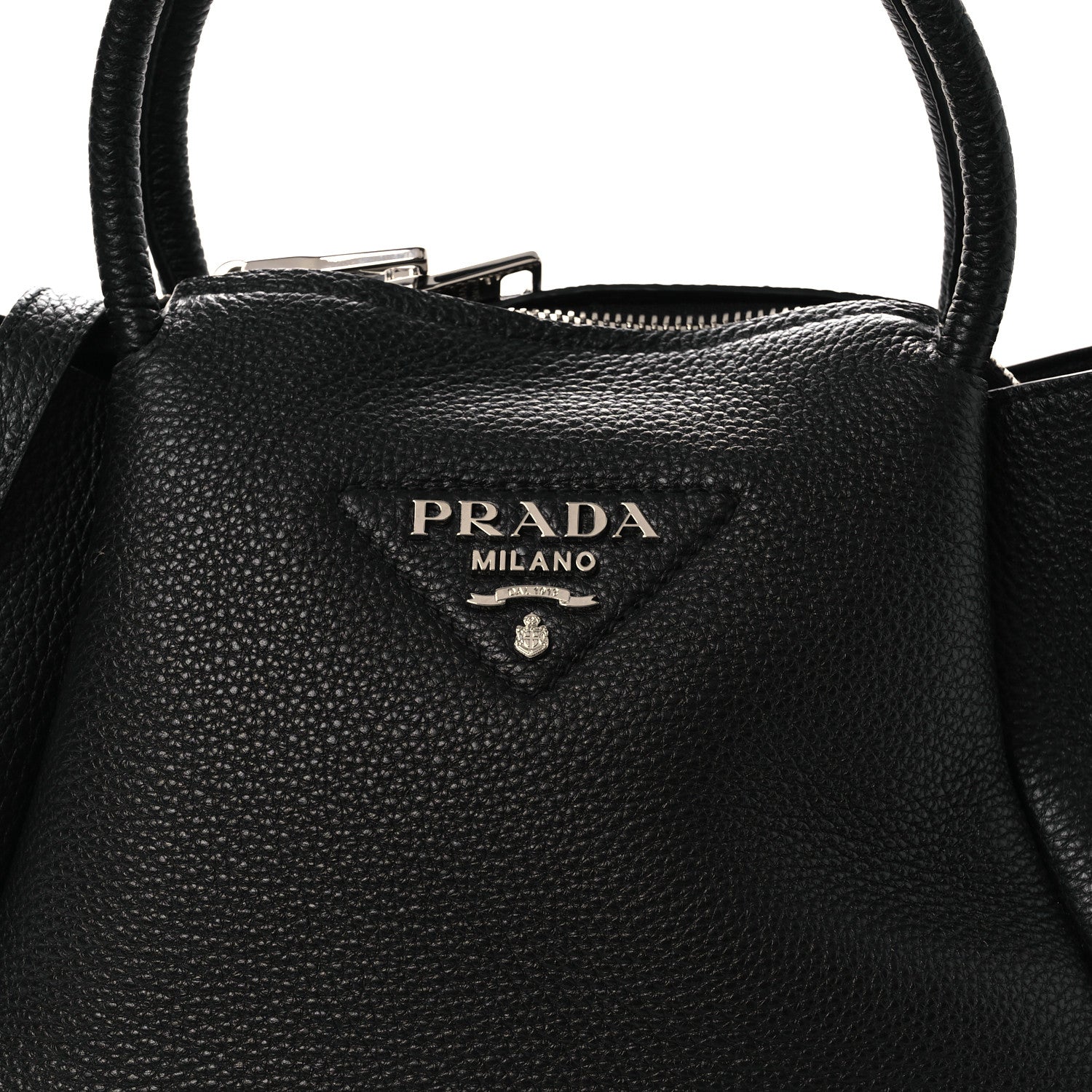Prada Vitello Daino Soft Mini Zippered Top Handle Bag Black 8 of 10