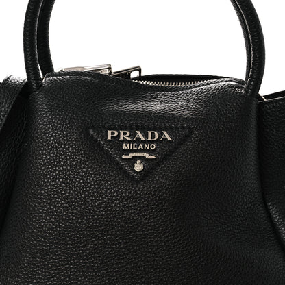 Prada Vitello Daino Soft Mini Zippered Top Handle Bag Black 8 of 10