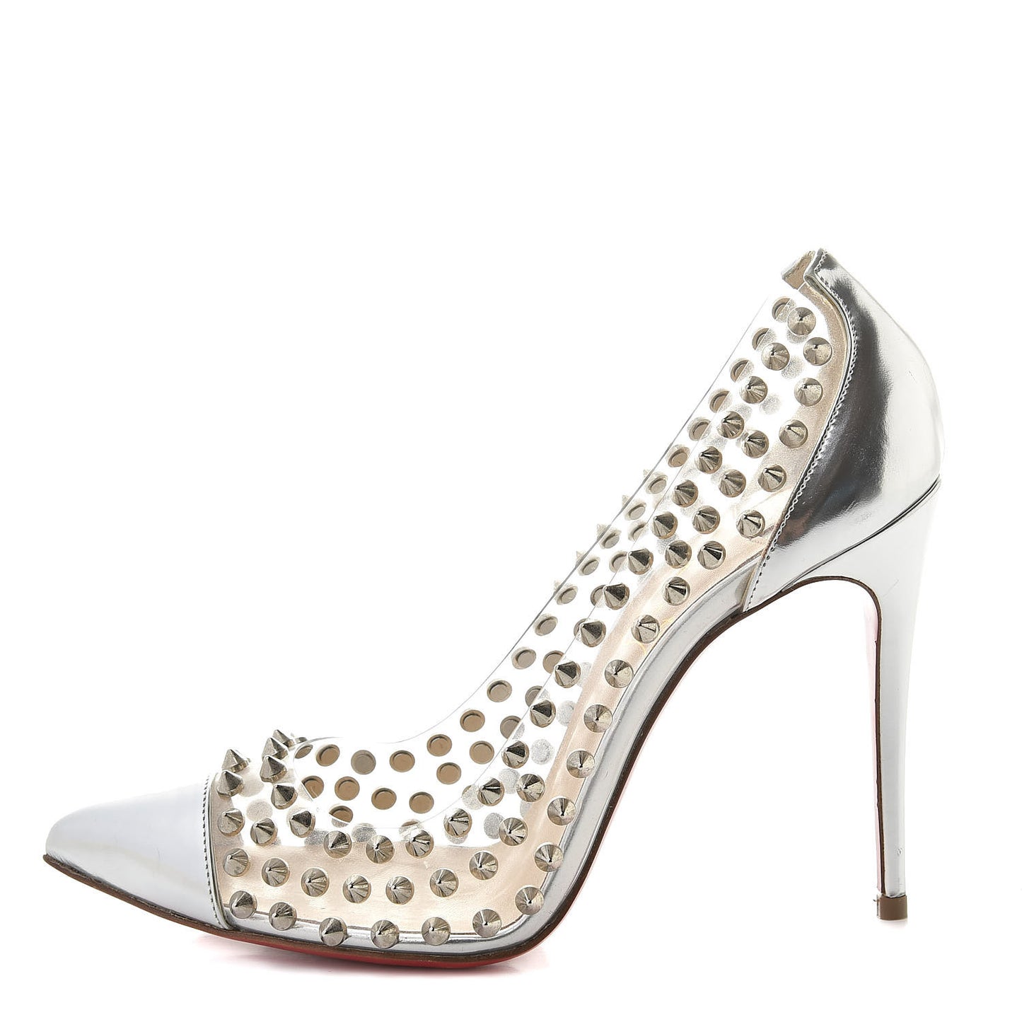 PVC Metallic Gloss Spike Me 100 Pumps 36.5 Silver