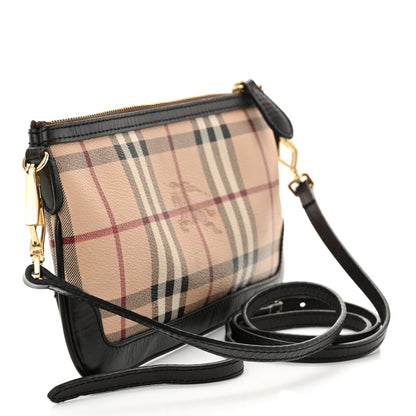 Burberry Haymarket Check Small Peyton Crossbody Clutch Bag Chocolate 3 of 12