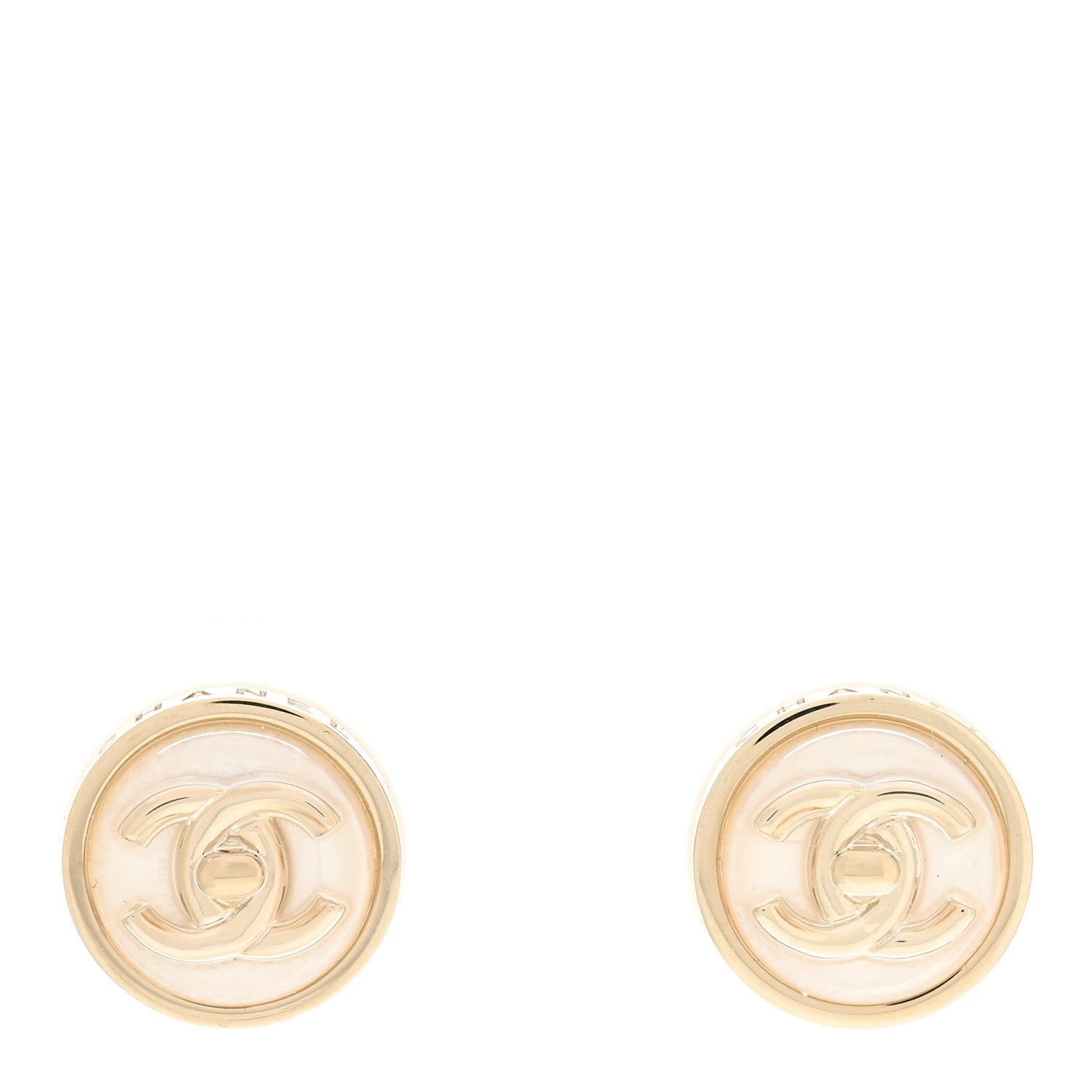 Chanel Resin CC Turnlock Earrings White Gold 1 of 5