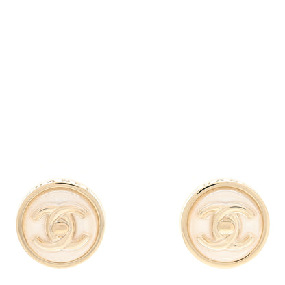 Chanel Resin CC Turnlock Earrings White Gold 1 of 5