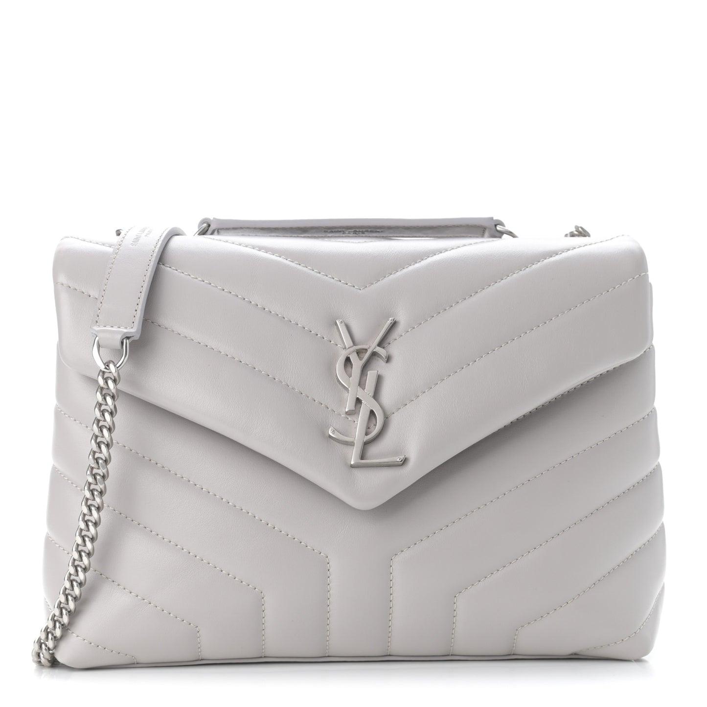 Calfskin Y Quilted Monogram Small Loulou Chain Satchel Granite