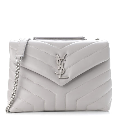 Saint Laurent Calfskin Y Quilted Monogram Small Loulou Chain Satchel Granite 1 of 12