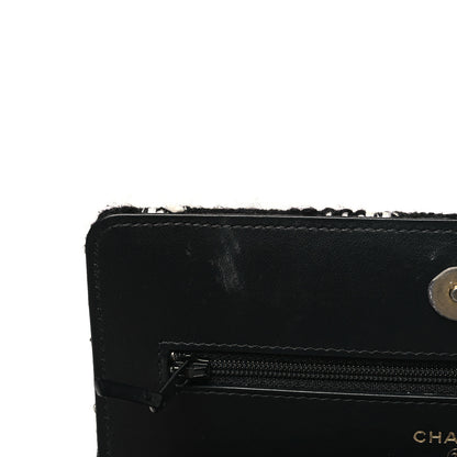 Chanel Tweed Quilted Chanel 19 Wallet On Chain WOC Black White 13 of 13