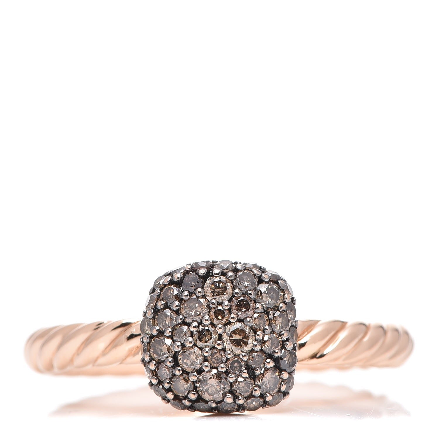 David Yurman 18K Rose Gold Cognac Diamond Petite Pavé Ring 49 4.75 1 of 5