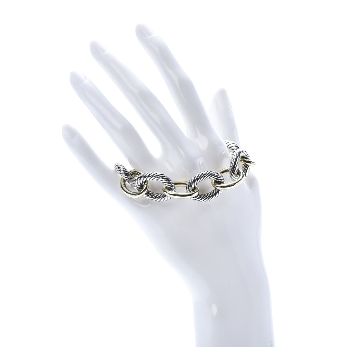 Sterling Silver 18K Yellow Gold 17mm Extra Large Oval Link Bracelet