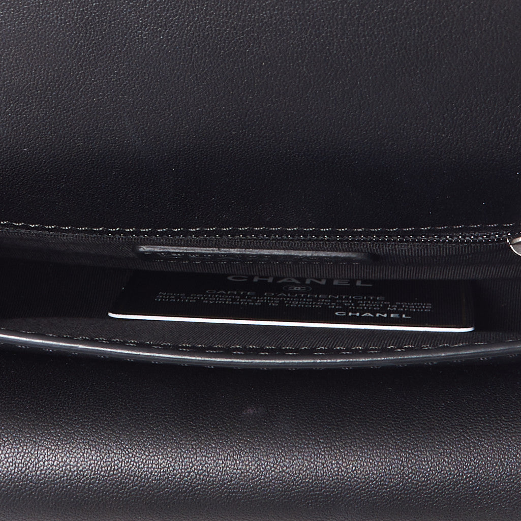 Lambskin Quilted Small Natural CC Flap Black