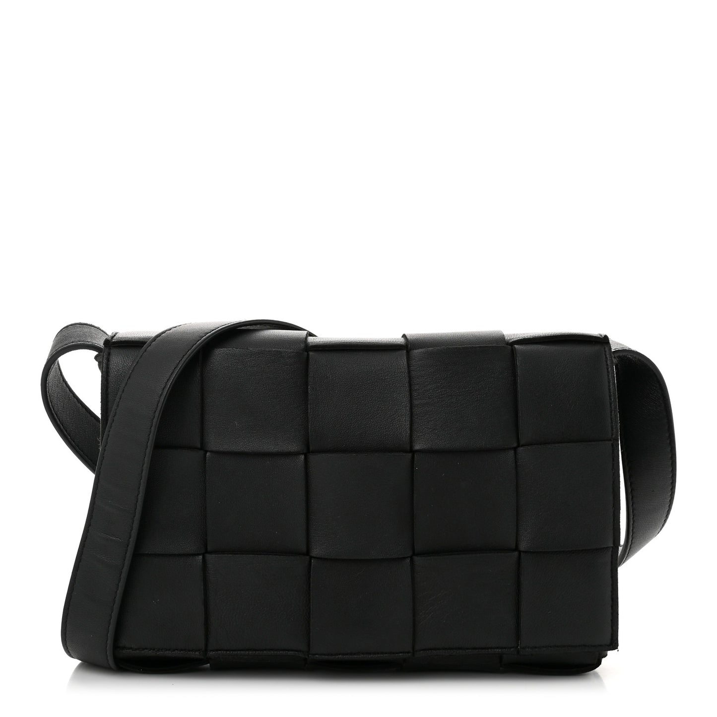 Lambskin Maxi Intrecciato Cassette Crossbody Bag Black